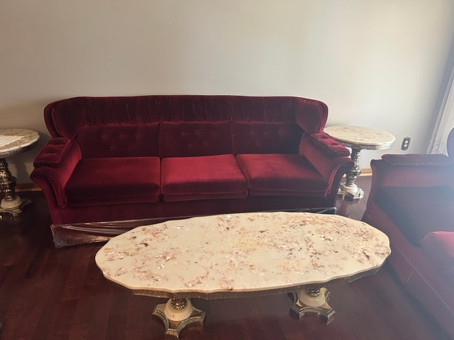 Vintage Velvet Sofa and Armchair Set - photo 3