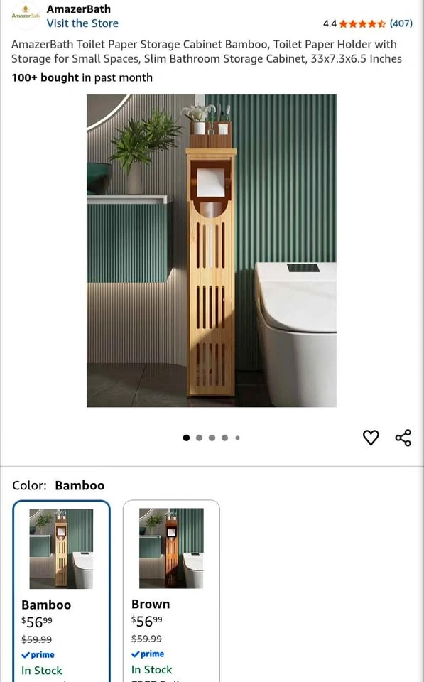 Like New - slim - Bamboo toilet paper holder cabinet