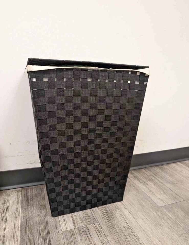 Black Woven laundry hamper with liner