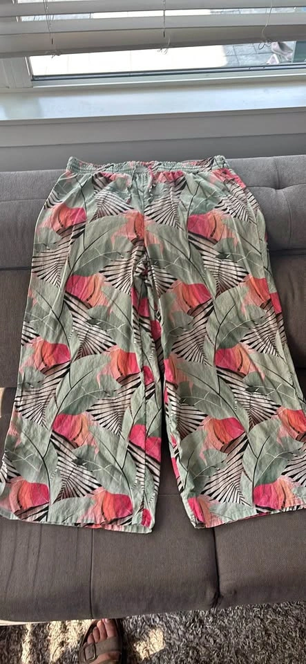 CALIA Women's Size L Tropical Print Wide Leg Pants