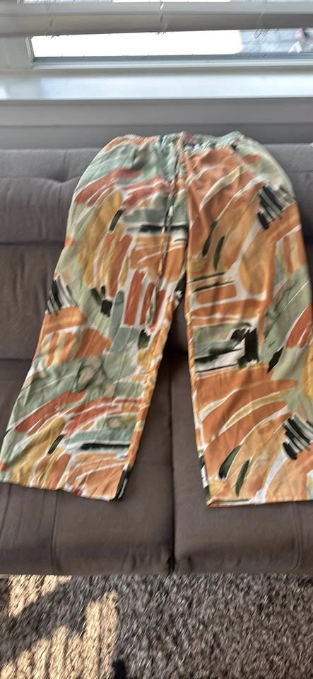 Abstract Print Wide Leg Pants