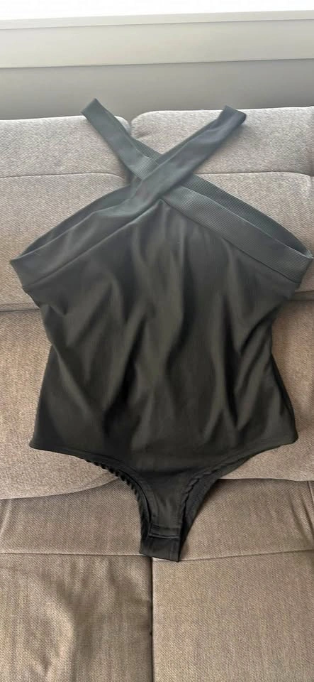 Black Criss-Cross Halter Bodysuit