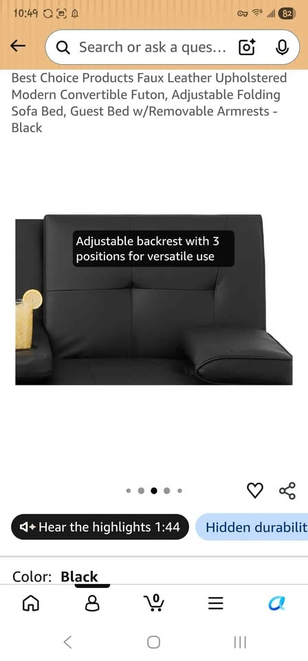 Black sofa bed- great condition - photo 3