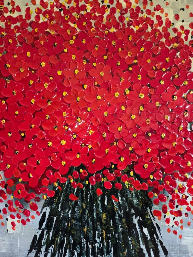 Large Original Textured Floral Painting – 36" x 48", Signed - photo 2