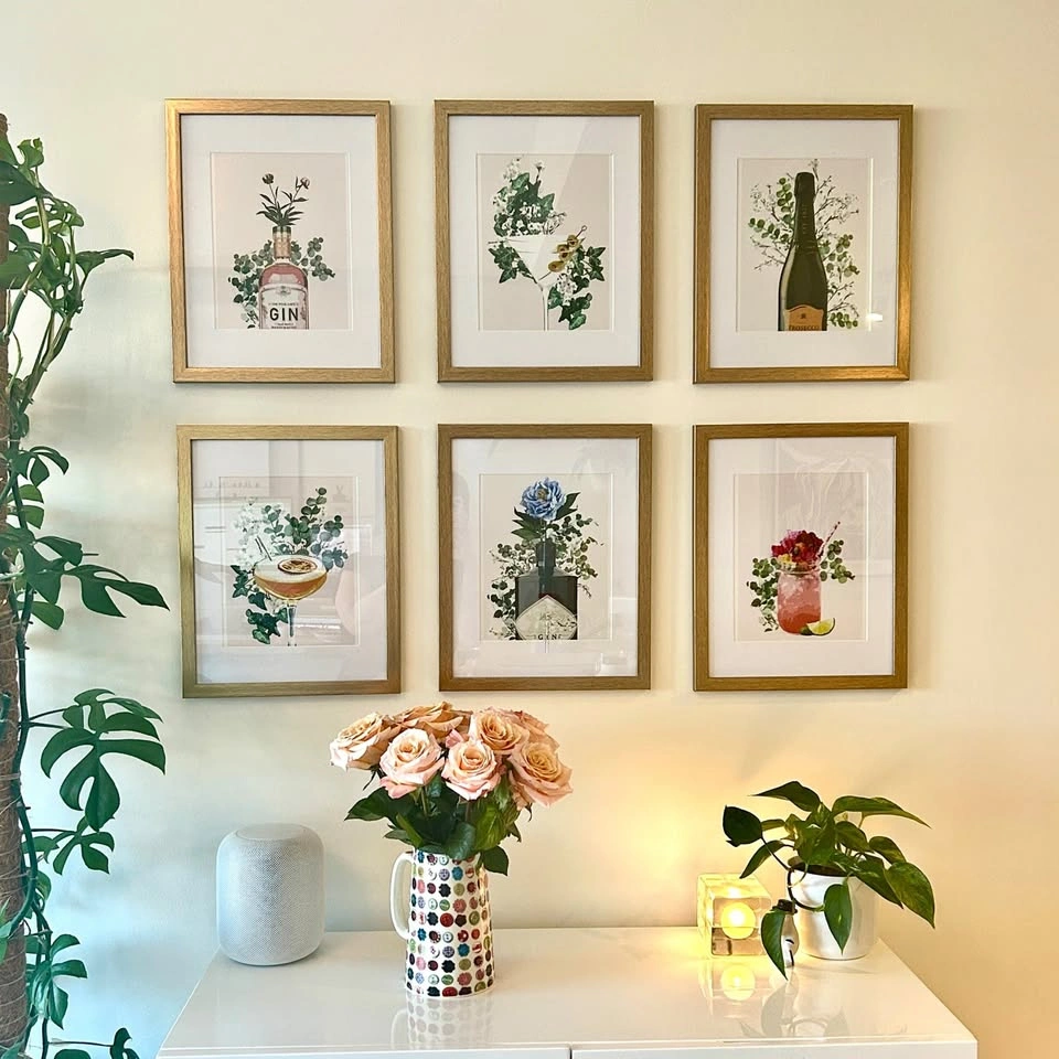 Framed Cocktail-themed Artwork (Set of 6)