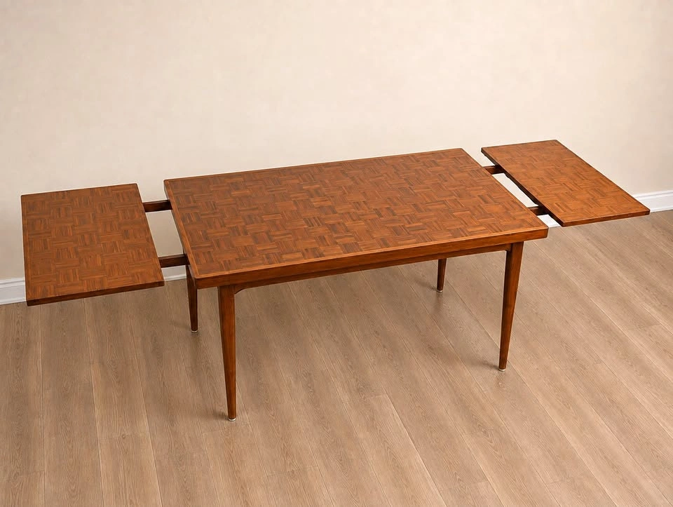 Vintage Teak Parquet Extension Dining Table – MCM 102″