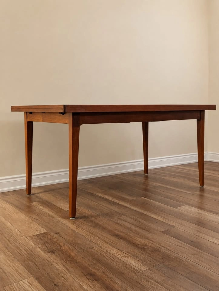 Vintage Teak Parquet Extension Dining Table – MCM 102″ - photo 5