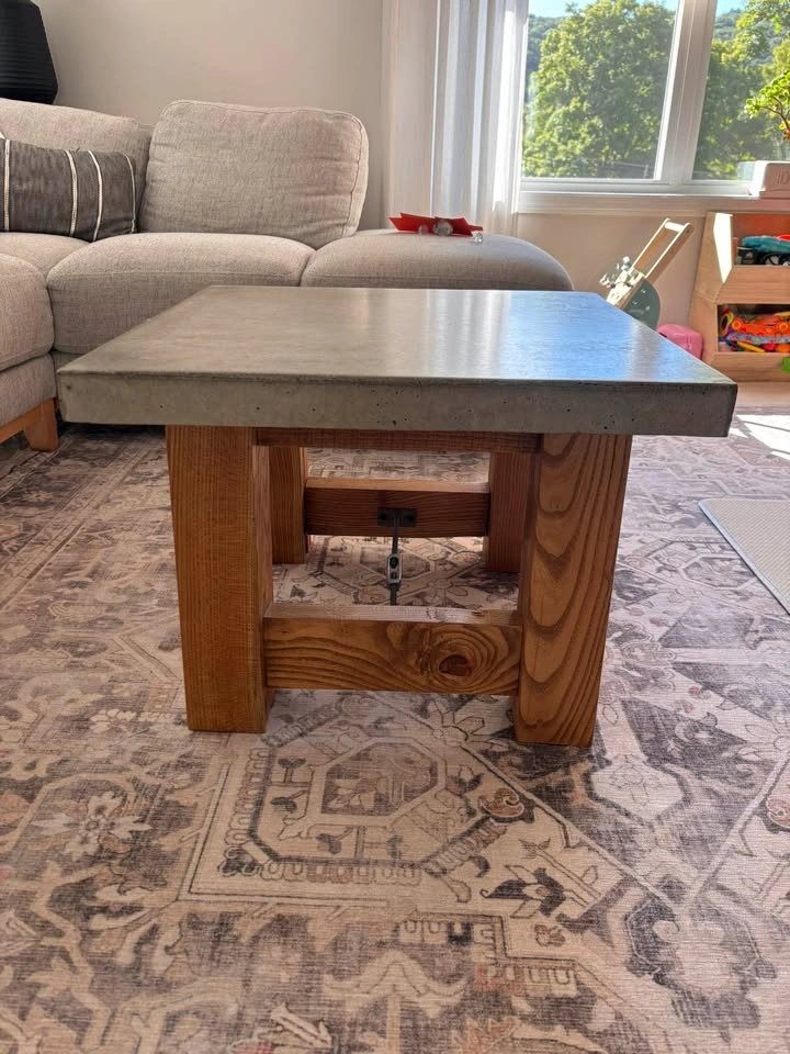 Square Concrete and Wood Coffee Table - photo 3