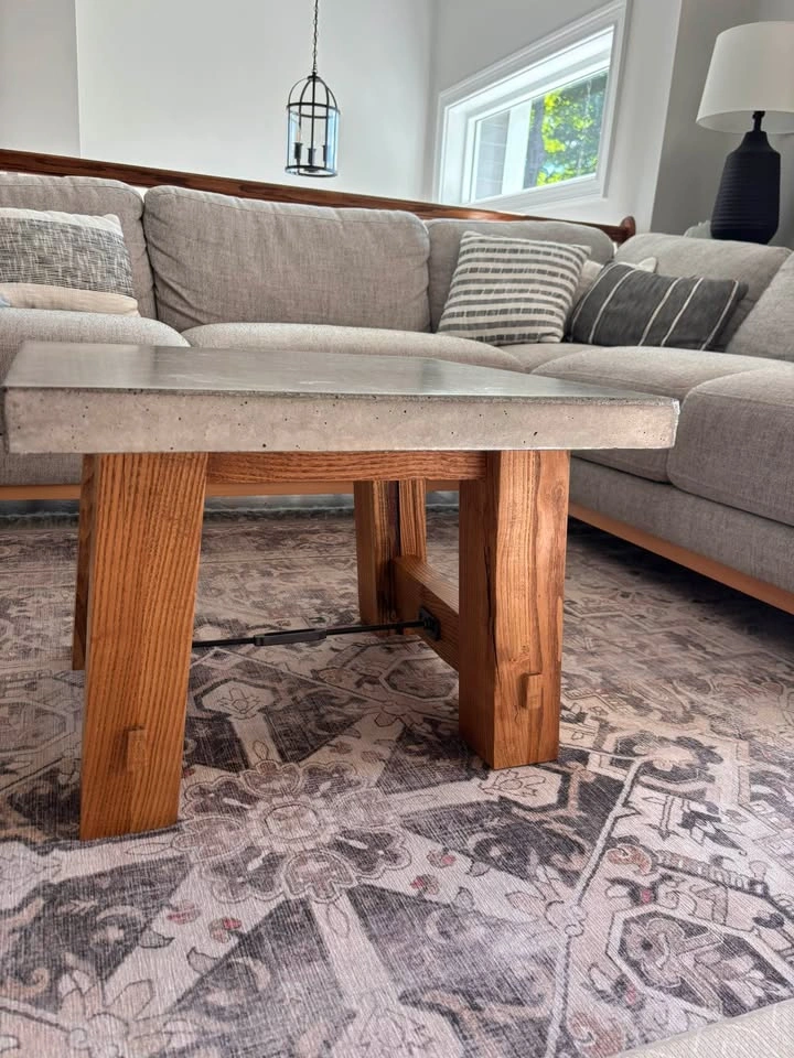 Square Concrete and Wood Coffee Table - photo 5