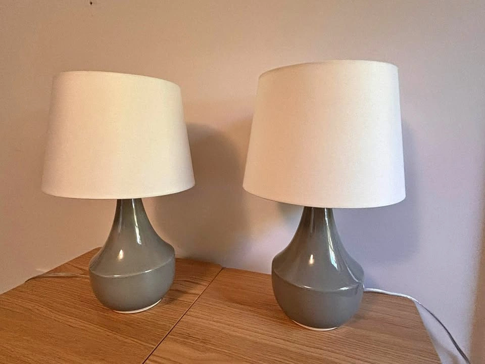 Pair of Gray Ceramic Table Lamps