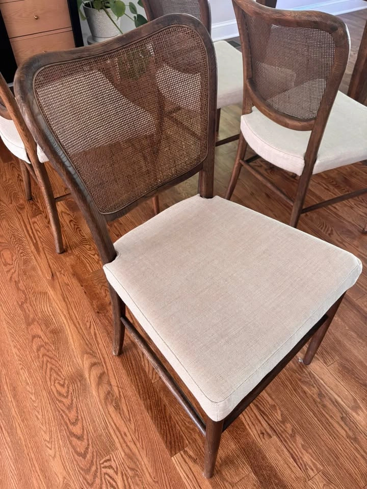 Set of 4 Noa dining chairs from Arhaus, solid oak frame, rattan - photo 3