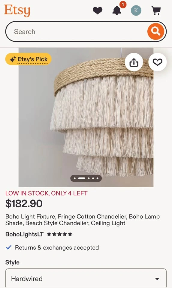 Boho Light, chandelier, light fixture, hand made - photo 5