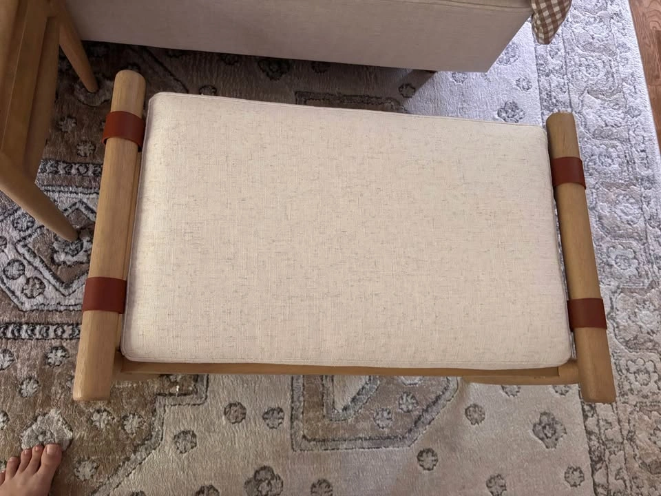 Two Light Wood and Linen Benches - Magnolia Heart and Hand - photo 3