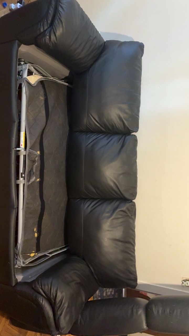 Black Leather Two-Seater Sofa - photo 2
