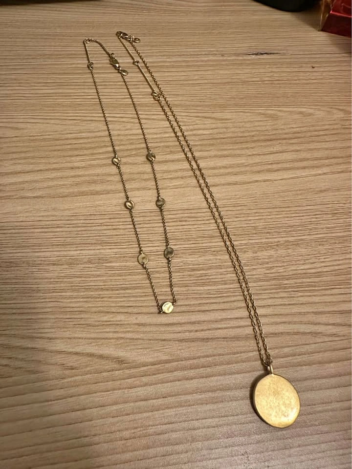 Madewell Gold-Plated Circle Pendant and Station Necklace Set