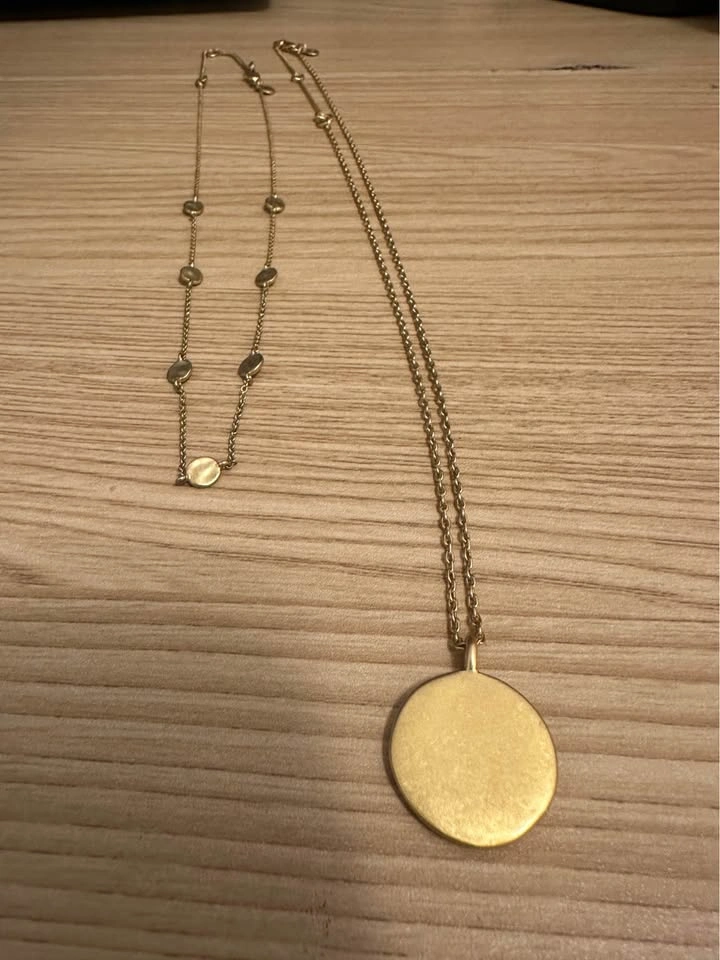 Madewell Gold-Plated Circle Pendant and Station Necklace Set - photo 2