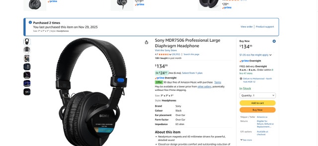 Sony monitoring headphones