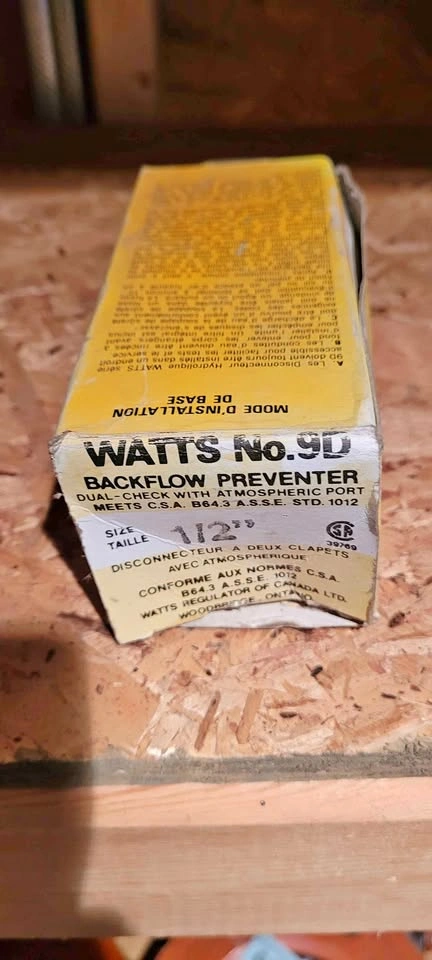 Watts 9D 1/2" Backflow Preventer – New/Unused