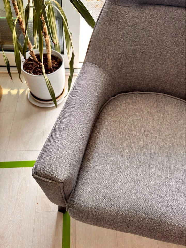 Grey Upholstered High-Back Armchair - photo 2