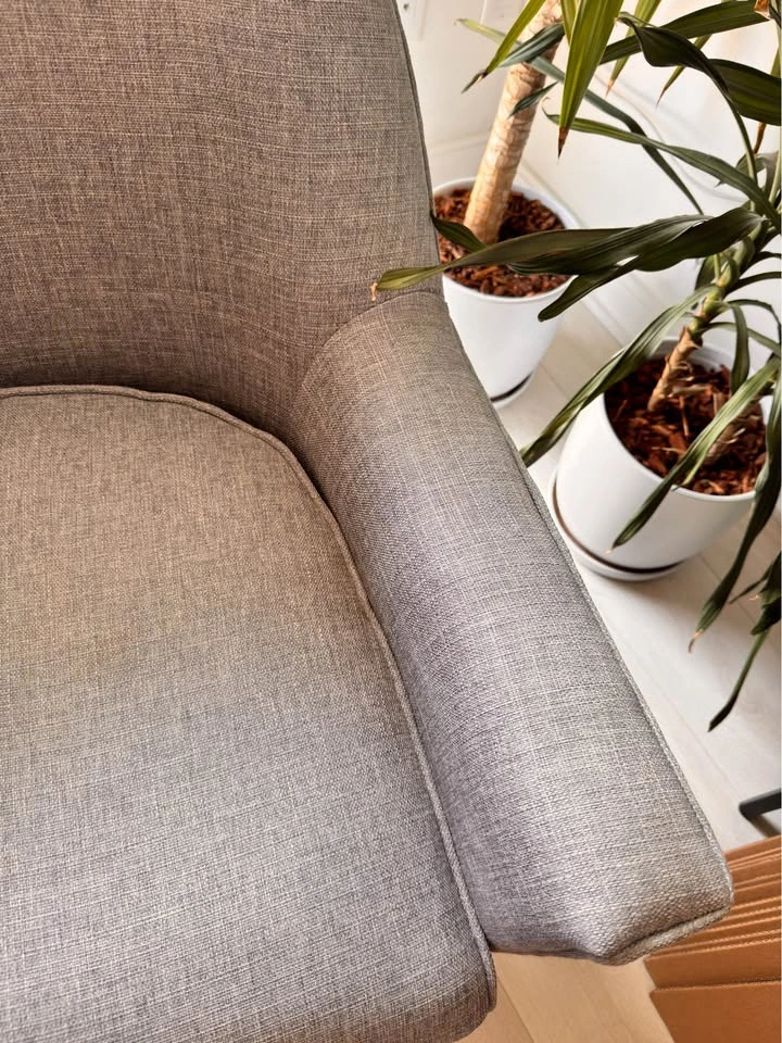 Grey Upholstered High-Back Armchair - photo 4