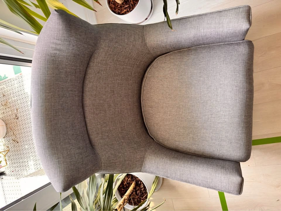 Grey Upholstered High-Back Armchair - photo 5