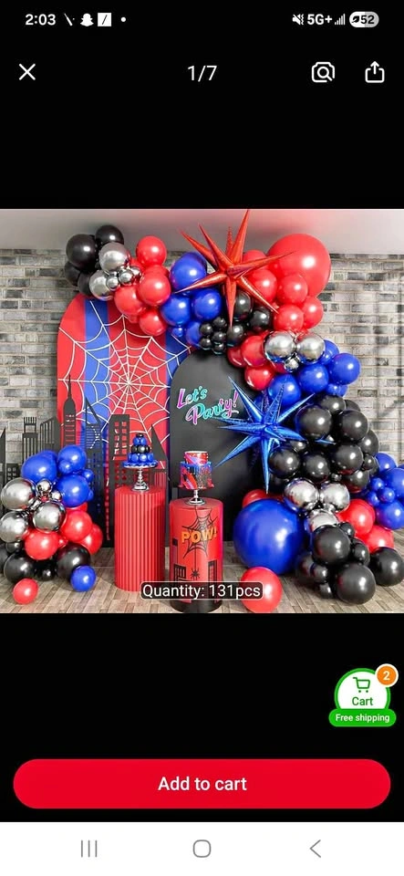Spiderman balloon arch (balloons only)