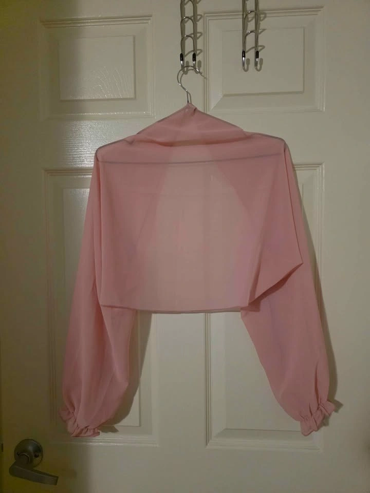 Pink Sheer Long Sleeve Cropped Shrug - photo 2