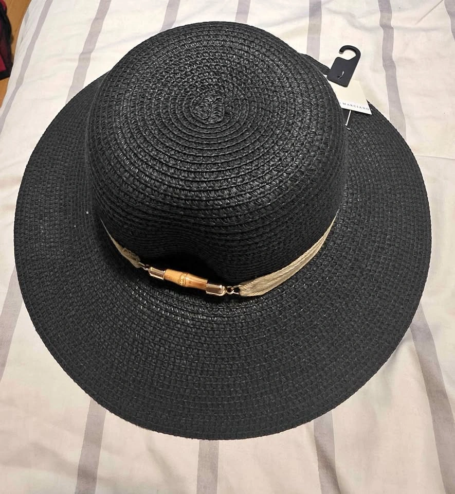 Marciano Black Straw Sun Hat
