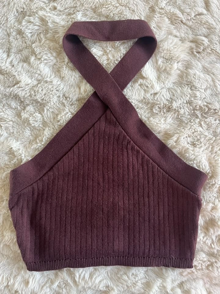 BDG Burgundy Knit Halter Crop Top Size S - photo 2