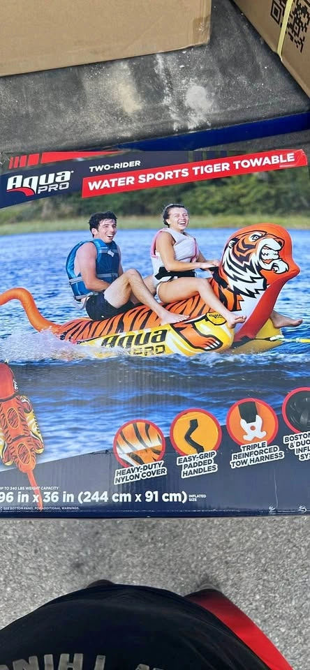 AquaPro 96-Inch Tiger 1-2 Person Inflatable Towable Raft