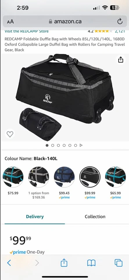 140L Oversized Rolling Duffle Bag - photo 2