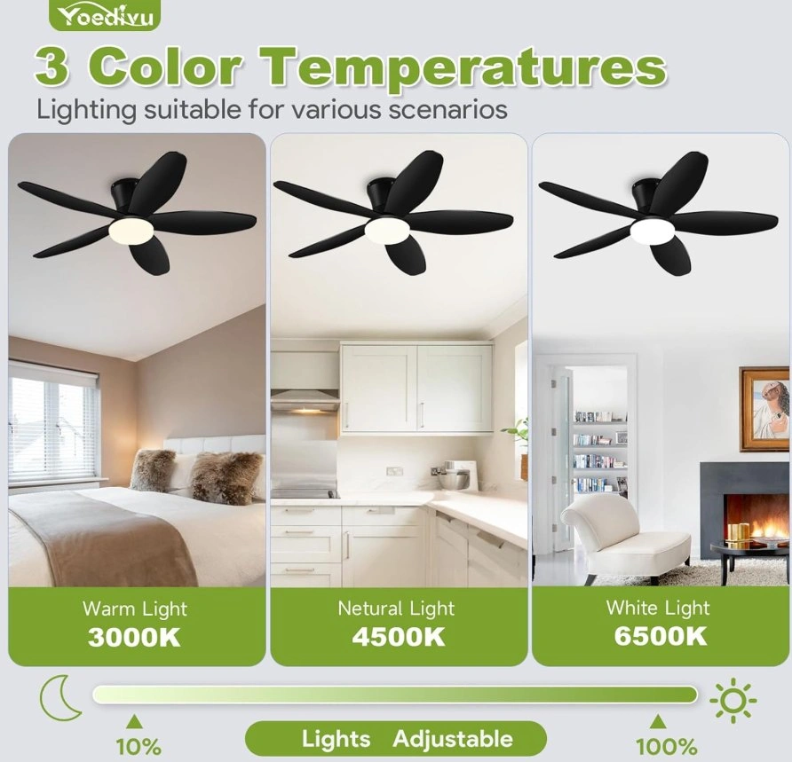 BRAND NEW 42" Black Low Profile Ceiling Fan with LED & Remote - photo 5