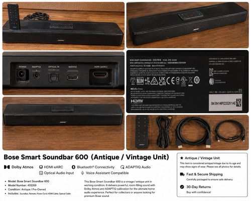 Bose Smart Soundbar 600 Dolby Atmos 2.0 100W HDMI Optical BT