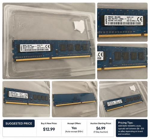 Kingston 4GB DDR3-1600 PC3-12800U 240-Pin DIMM Non-ECC