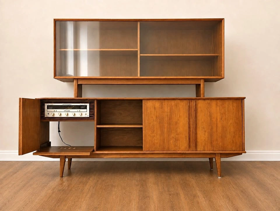 Vintage Teak MCM Credenza / Sideboard / Wall Unit