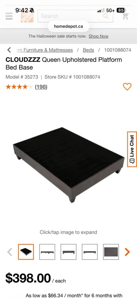 Queen Upholstered Platform Bed Base - photo 4