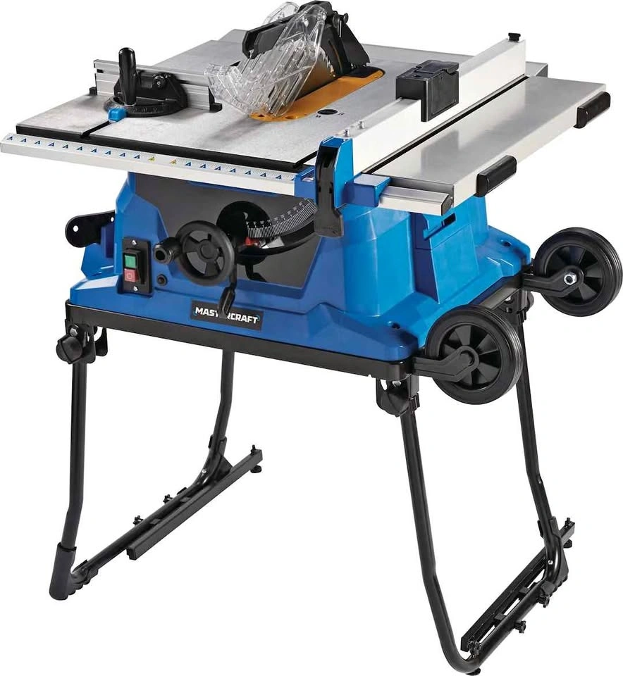 Mastercraft 15 Amp Portable Table Saw with Fold & Roll Stand