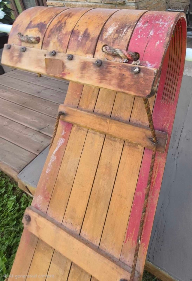 1950's wood slate toboggan - photo 3