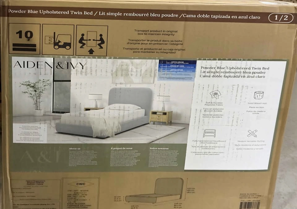 Aiden & Ivy Upholstered Bed (Twin, Powder Blue) - Brand New - photo 4