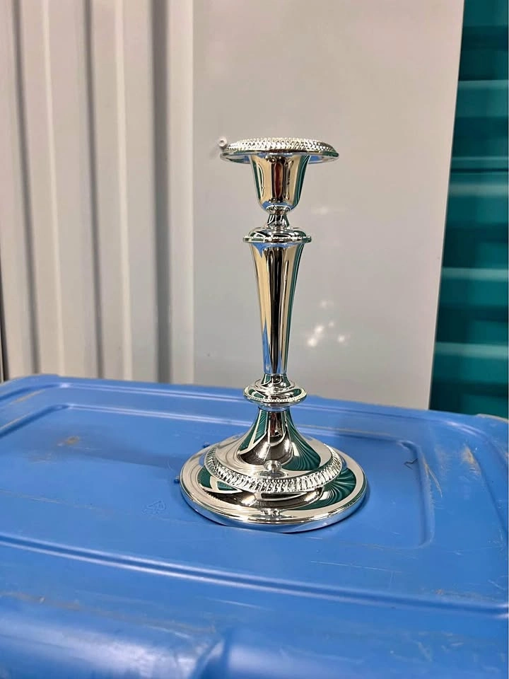 Pair of Silver-Plated Taper Candlestick Holders - Set of 2