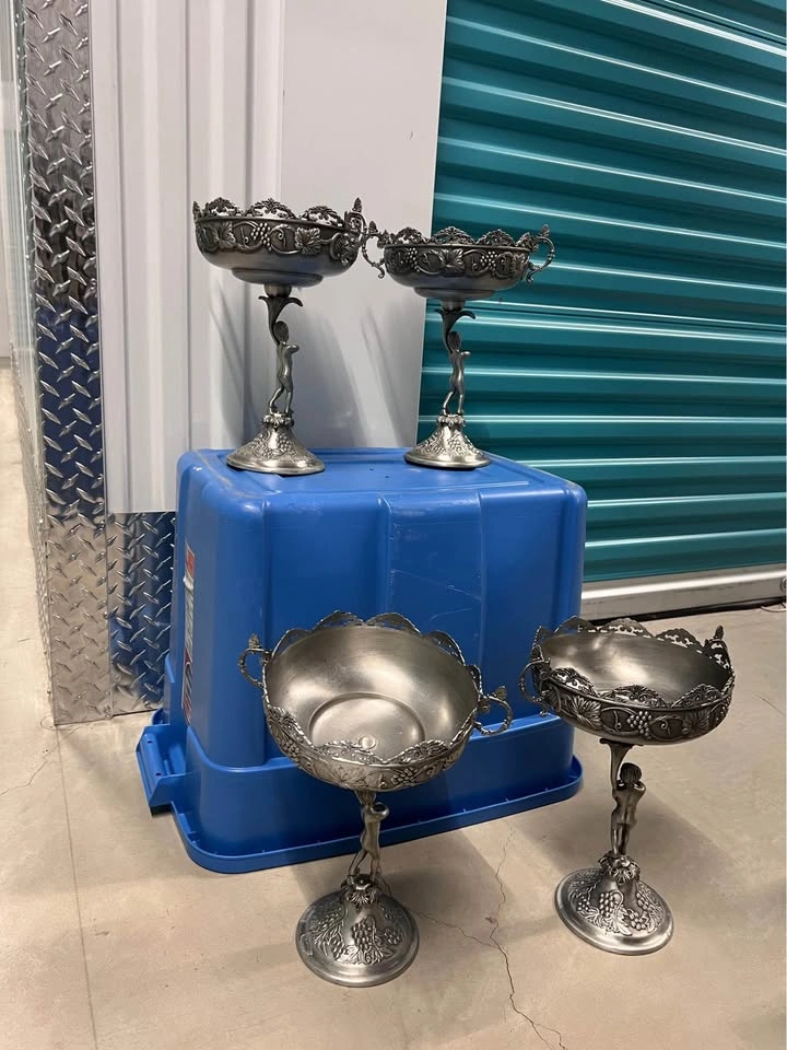 Set of 4 Silvia Pewter Cherub Pedestal Bowls / Candy Dishes - photo 2