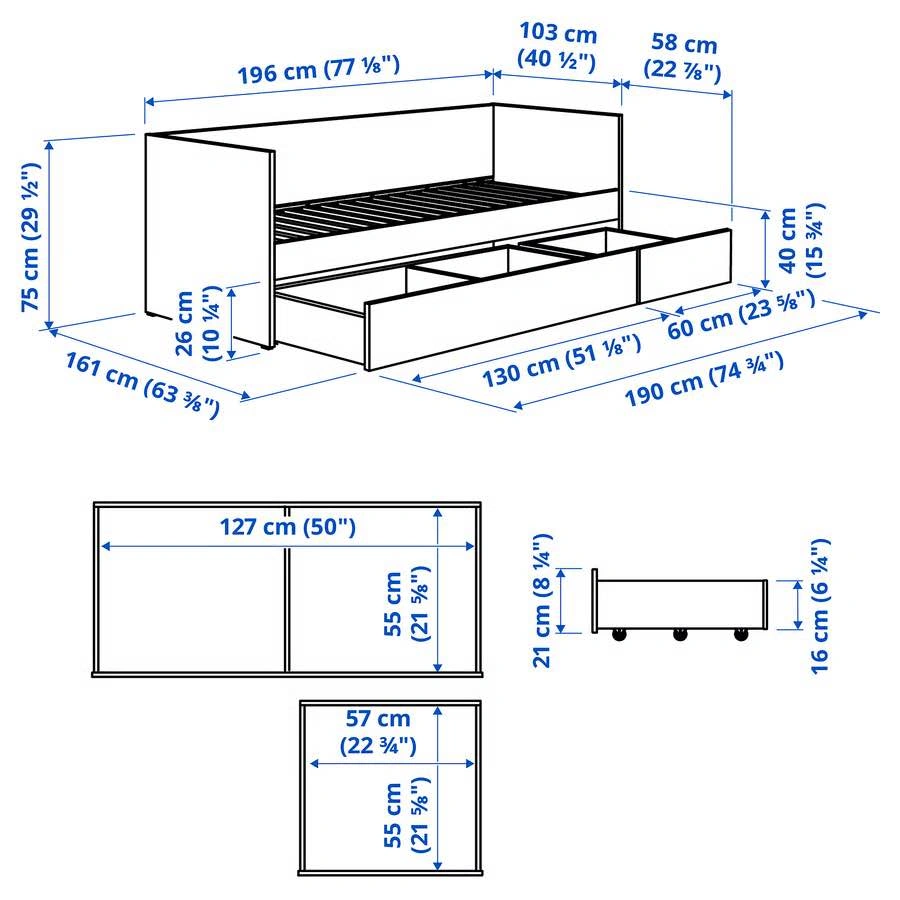 Ikea Vihals Daybed with Storage and Mattress - photo 3