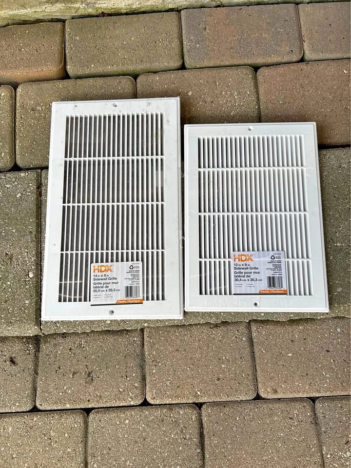 Brand New HDX White Plastic Sidewall Grilles (14x8 & 12x8)