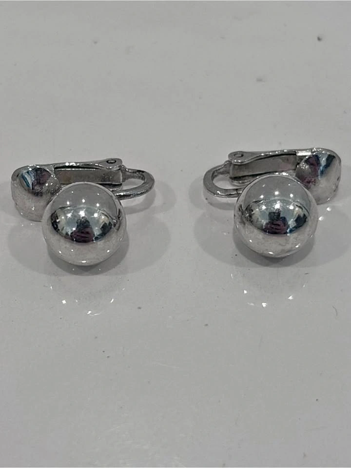 Vintage Coro Silver-Tone Ball Clip-On Earrings