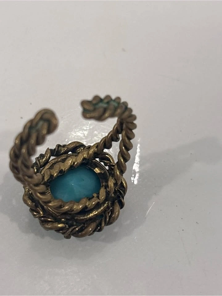 Vintage turquoise blue statement cocktail ring- adjustable antiq - photo 4