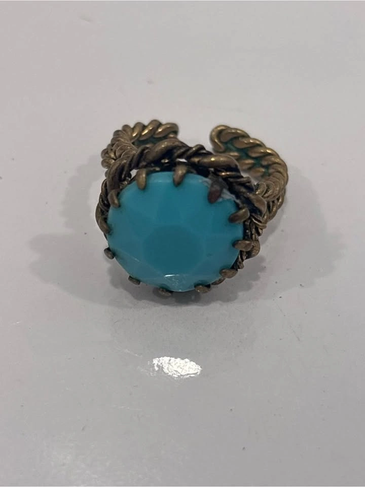 Vintage turquoise blue statement cocktail ring- adjustable antiq - photo 5