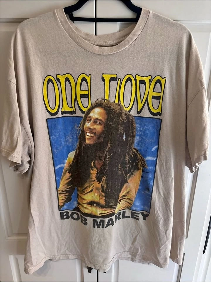 Bob Marley 'One Love' Graphic Tee - Beige xxl