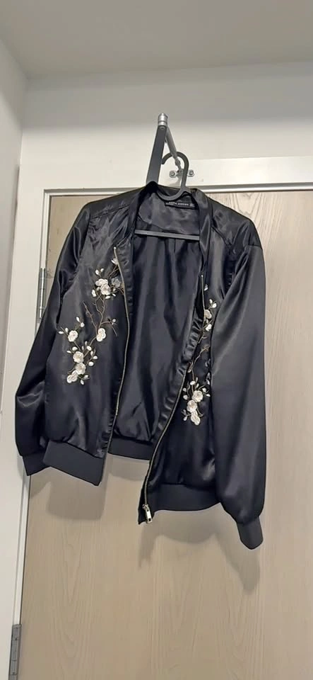 Zara Woman Floral Embroidered Bomber Jacket