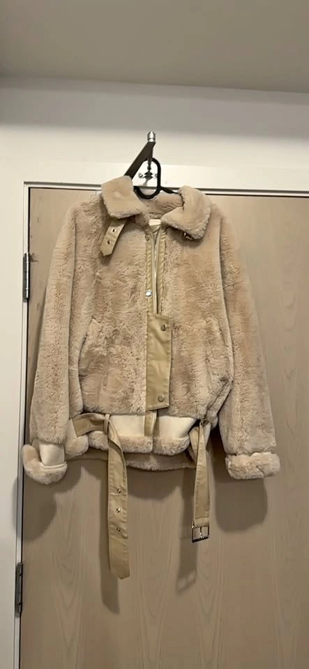 Medium Beige Faux Fur Jacket