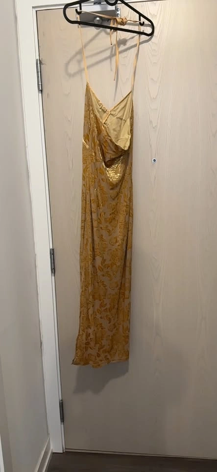 Xs Beige Gold Floral Slip Dress - photo 2